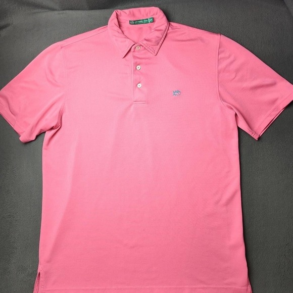 Southern Tide Polo Shirt Mens Medium Pink Performance Stretch Moisture Wicking - Picture 2 of 10